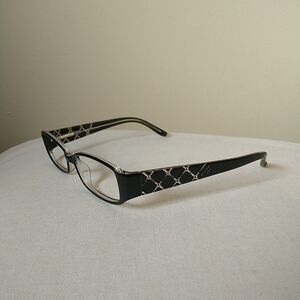 Helium Paris Eyeglasses Frame 4129R 52-15-135 Black Crystal Check Studded
